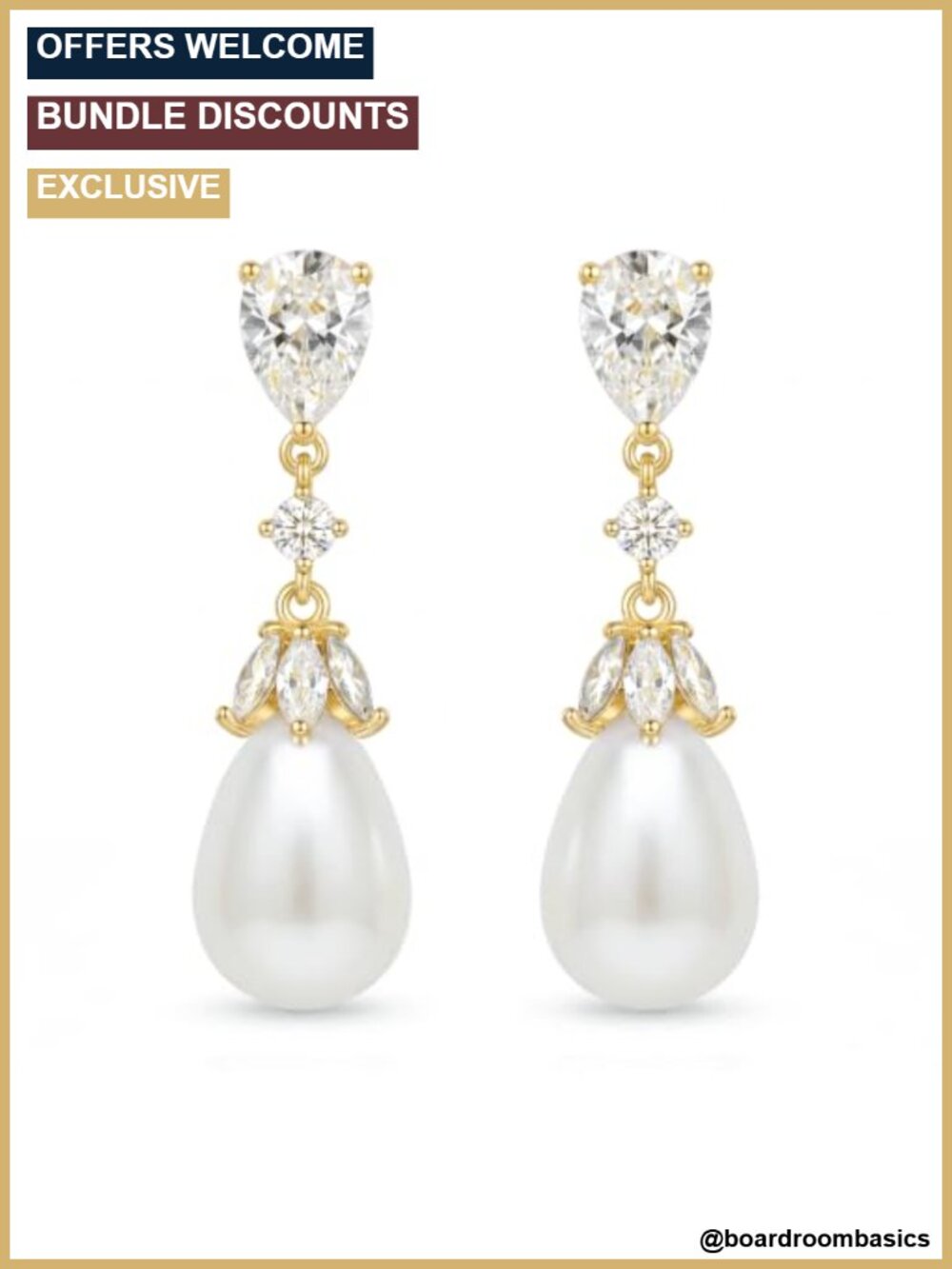 Silver Pearl Drop Dangle Earrings Cubic Zirconia Wedding Prom
